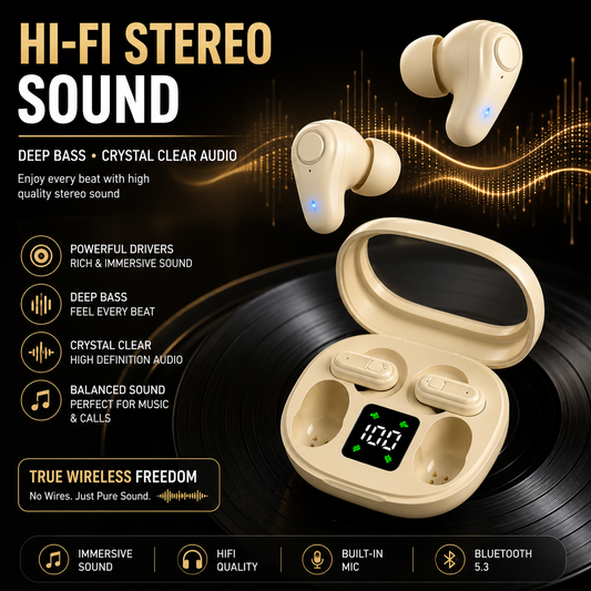 Dual Earbuds with LED Case