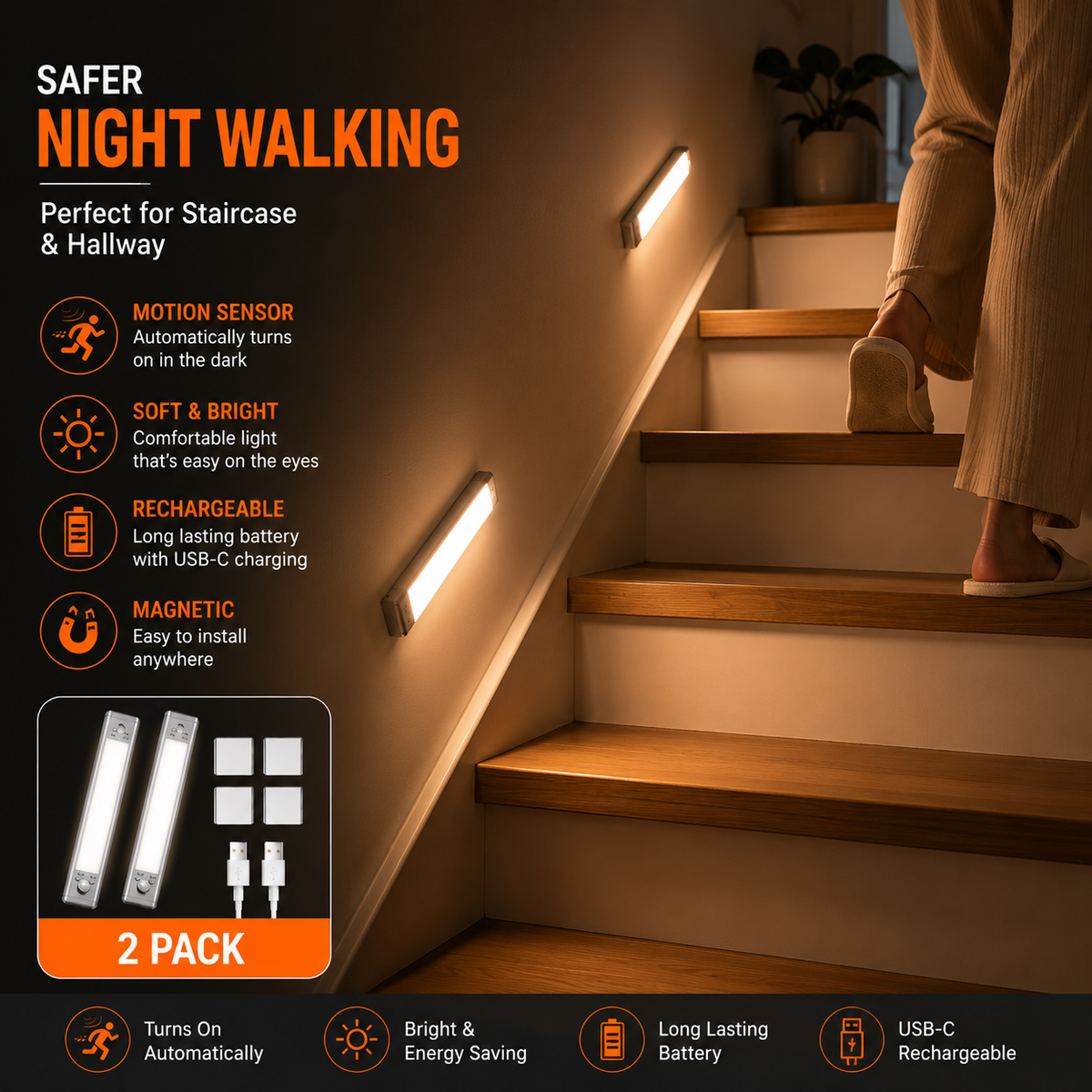 3-in-1 Color Smart Motion Sensor LED Light | 30-Day Battery