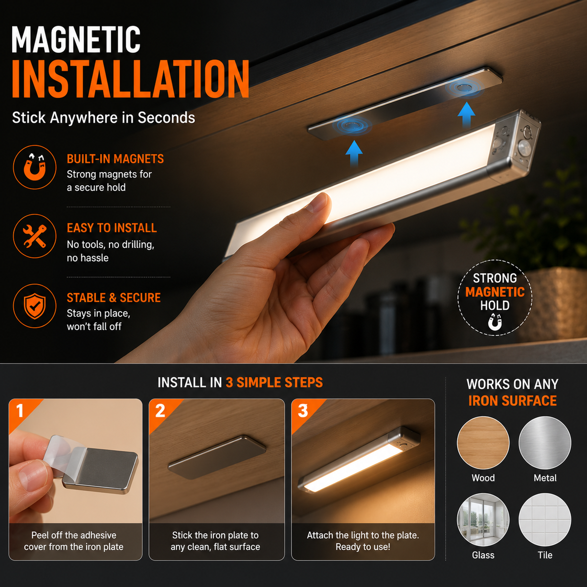 3-in-1 Color Smart Motion Sensor LED Light | 30-Day Battery