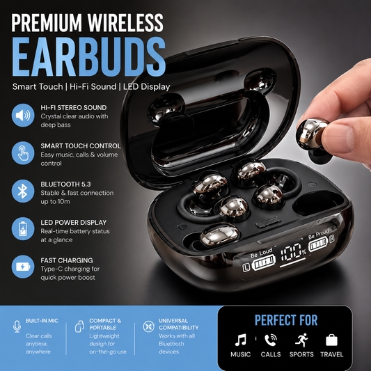Dual Earbuds with LED Case