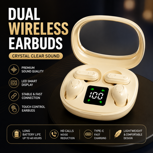 Dual Earbuds with LED Case